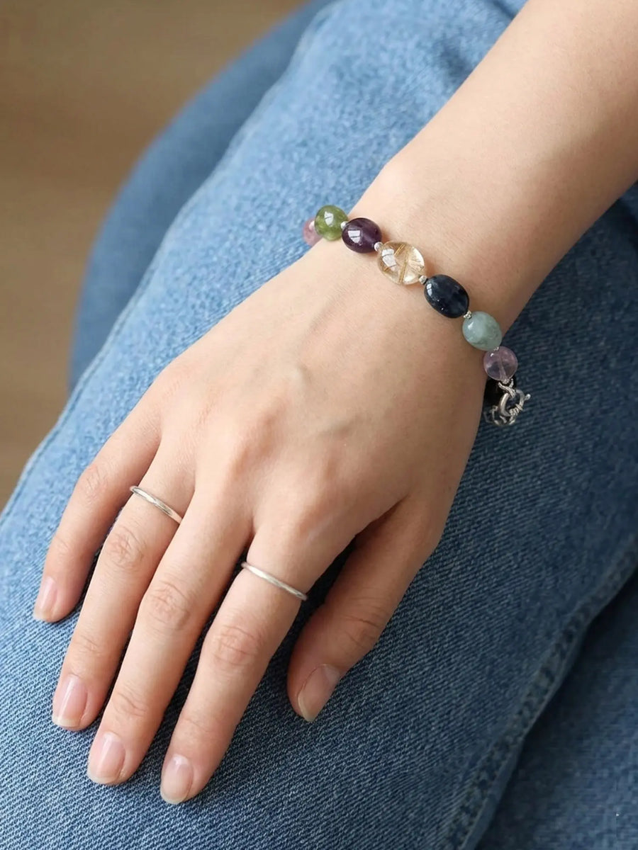 Multicolour Gemstone Sterling Silver Bracelet