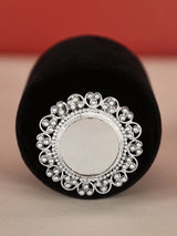 Floral Mirror Work Sterling Silver Ring
