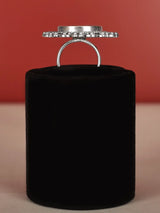 Floral Mirror Work Sterling Silver Ring