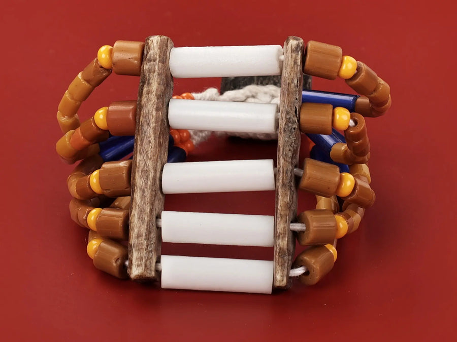 Naga Tribal Brown and Blue Beaded Bracelet