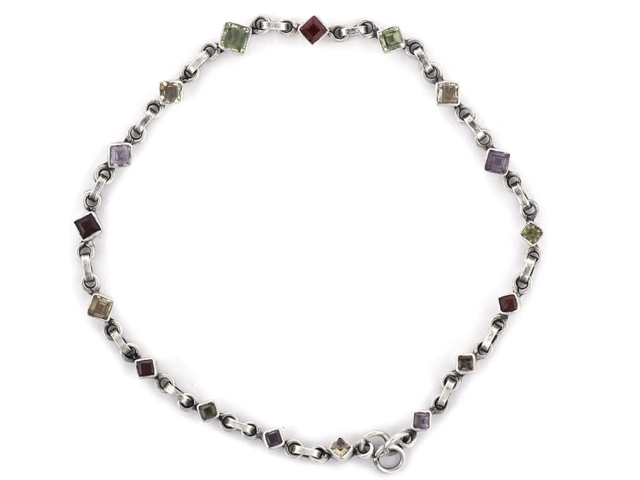 Multi Gemstone Sterling Silver Bracelet