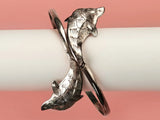 Twin Dolphin Wrap Bracelet in White Metal