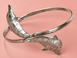 Twin Dolphin Wrap Bracelet in White Metal