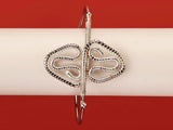 Curvaceous Triangle White Metal Adjustable Bracelet