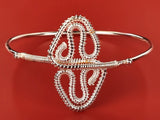 Curvaceous Triangle White Metal Adjustable Bracelet