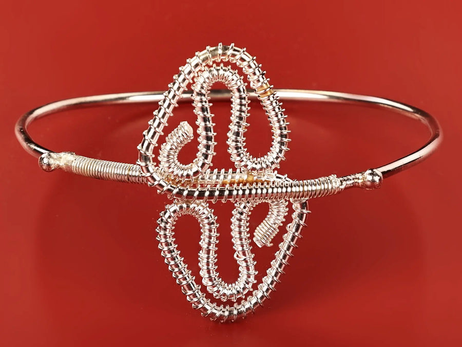 Curvaceous Triangle White Metal Adjustable Bracelet