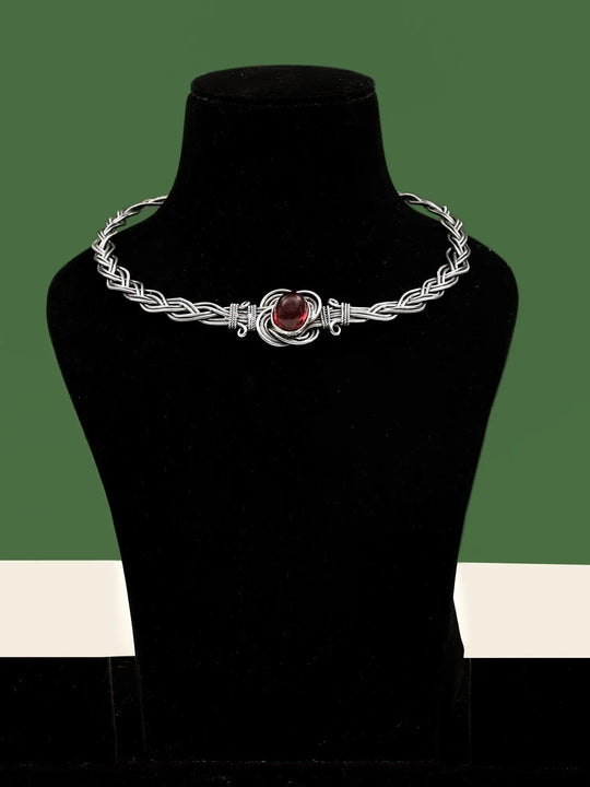 White Metal Ethnic Choker Necklace