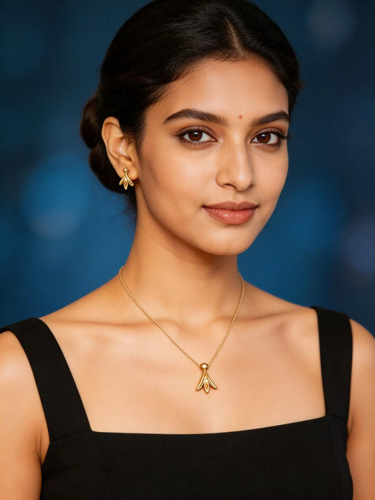 Metal Necklace and Earring Set for Everyday Wear