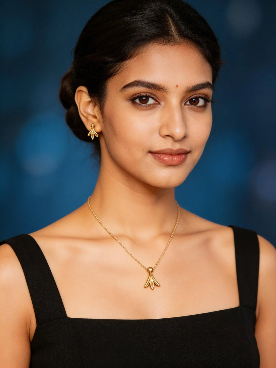 Metal Necklace and Earring Set for Everyday Wear