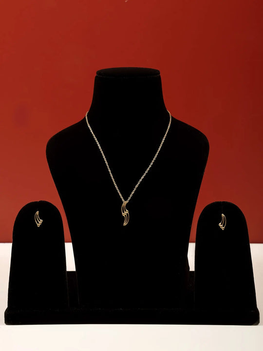 Metal Pendant Necklace and Earring Set for Everyday Wear