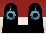 Blue and Purple Floral Dangle Earrings in Metal