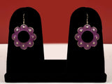 Blue and Purple Floral Dangle Earrings in Metal