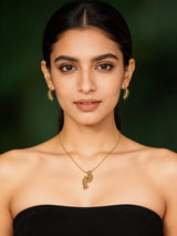 Metal Pendant Necklace and Earring Set for Daily Wear