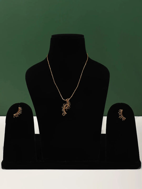 Metal Pendant Necklace and Earring Set for Daily Wear