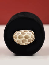 Honeycomb Motif Resin Fashion Ring in Cream and Blue