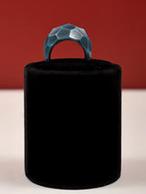 Honeycomb Motif Resin Fashion Ring in Cream and Blue