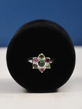 Floral Multistone Sterling Silver Ring
