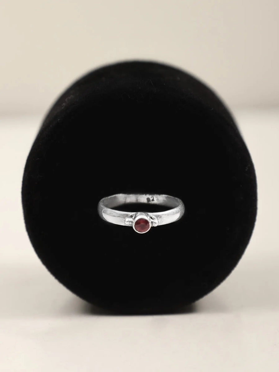 Faceted Garnet Sterling Silver Ring