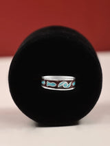 Matsya Sterling Silver Ring with Blue Enamel Detailing