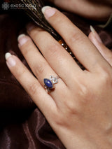 Turquoise, Lapis and Moonstone Marquise Sterling Silver Ring