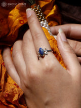 Turquoise, Lapis and Moonstone Marquise Sterling Silver Ring