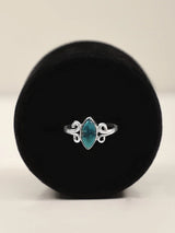 Turquoise, Lapis and Moonstone Marquise Sterling Silver Ring