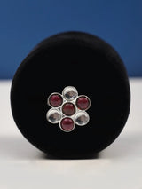 Garnet Floral Sterling Silver Adjustable Ring