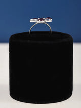 Garnet Floral Sterling Silver Adjustable Ring