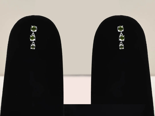Peridot Sterling Silver Drop Earrings with Round Stone