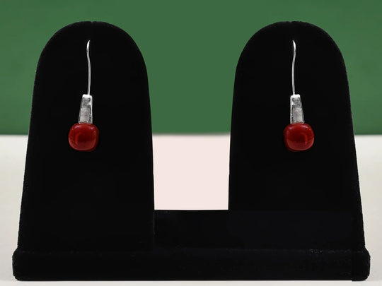 Carnelian and Green Onyx Square Sterling Silver Earrings