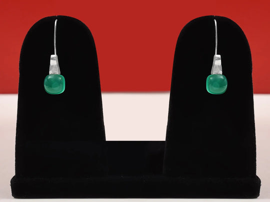 Carnelian and Green Onyx Square Sterling Silver Earrings