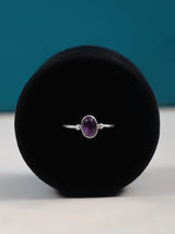 Oval Gemstone Sterling Silver Ring in Amethyst and Onyx