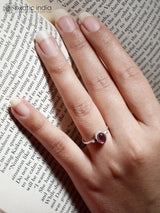 Oval Gemstone Sterling Silver Ring in Amethyst and Onyx
