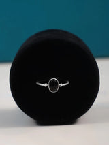 Oval Gemstone Sterling Silver Ring in Amethyst and Onyx
