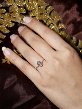 Oval Gemstone Sterling Silver Ring in Amethyst and Onyx