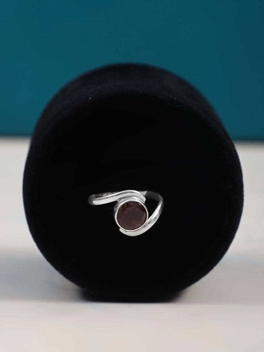 Smoky Quartz Crystal Sterling Silver Ring