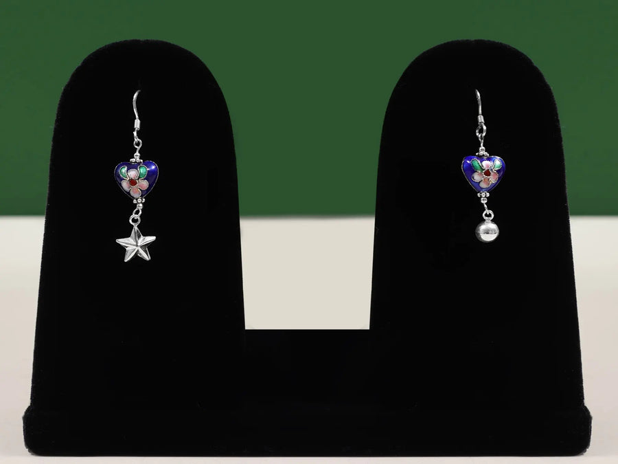 Heart Motif Sterling Silver Hook Earrings
