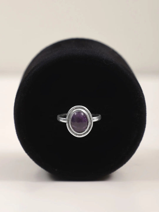 Oval Gemstone Sterling Silver Ring in Rainbow Moonstone