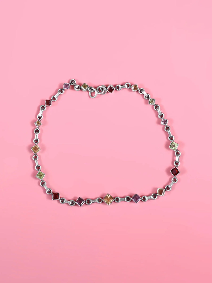 Faceted Gemstone Sterling Silver Bracelet