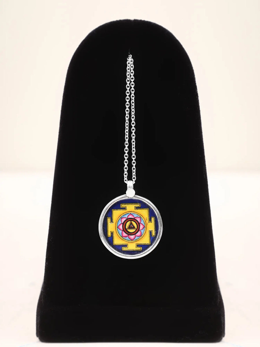 Kali Yantra Oxidised Sterling Silver Pendant