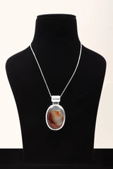 Carnelian Gemstone Oval Sterling Silver Pendant