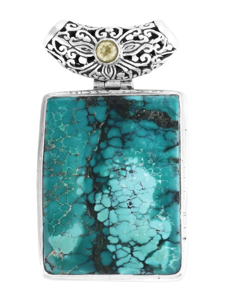 Turquoise Rectangle Sterling Silver Pendant