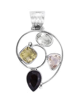 Multigemstone Sterling Silver Pendant with Filigree Detail