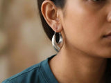 Sculptural Gold Tone Puffy Hoop Earrings