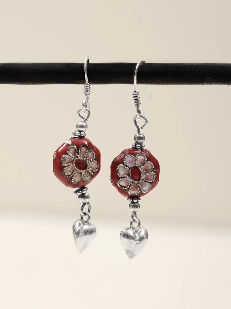 Floral Sterling Silver Dangle Earrings