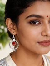 Coral Stone Drop Sterling Silver Earrings