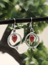 Coral Stone Drop Sterling Silver Earrings