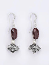 Faceted Garnet Sterling Silver Earrings