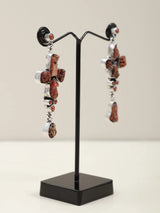 Natural Uncut Coral Sterling Silver Drop Earrings