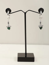 Gemstone Half Hoop Sterling Silver Earrings